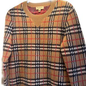 Burberry Check Pattern Wool Sweater Size Small Petite